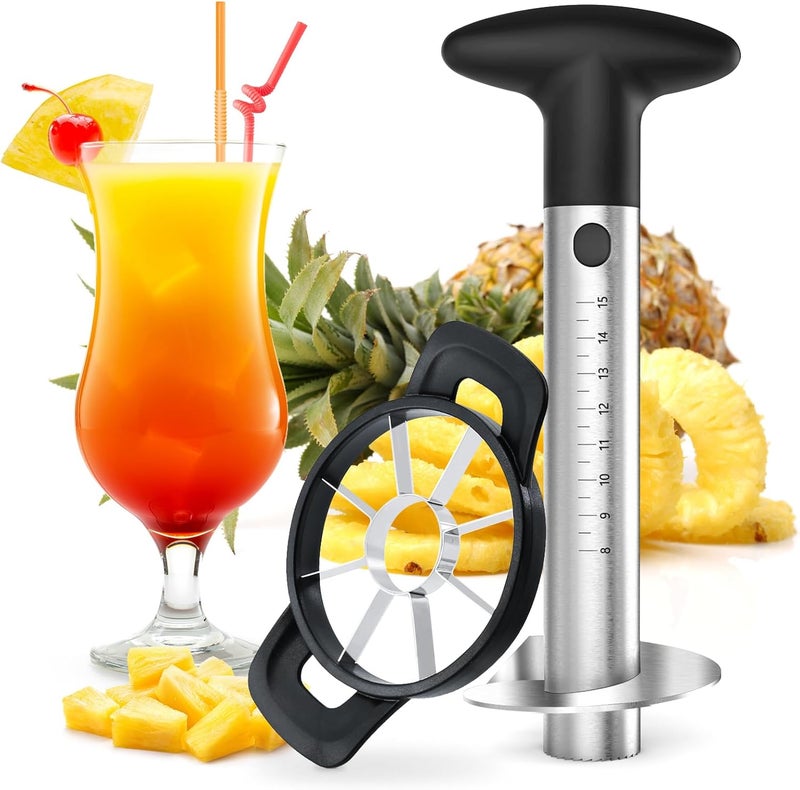 OOKUU Pineapple Corer Cutter, Stainless Steel Fruit Pineapple Peeler Slicer [Upgraded, Reinforced, Thicker Blade], Pineapple Core Remover with Measure Mark, Kitchen Tool for Diced Pineapple Rings - Image 1